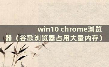 win10 chrome浏览器（谷歌浏览器占用大量内存）